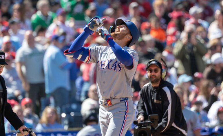 Rangers Dominate Phillies With Gore’s Stellar First Win and Homers from Nimmo and McCutchen
