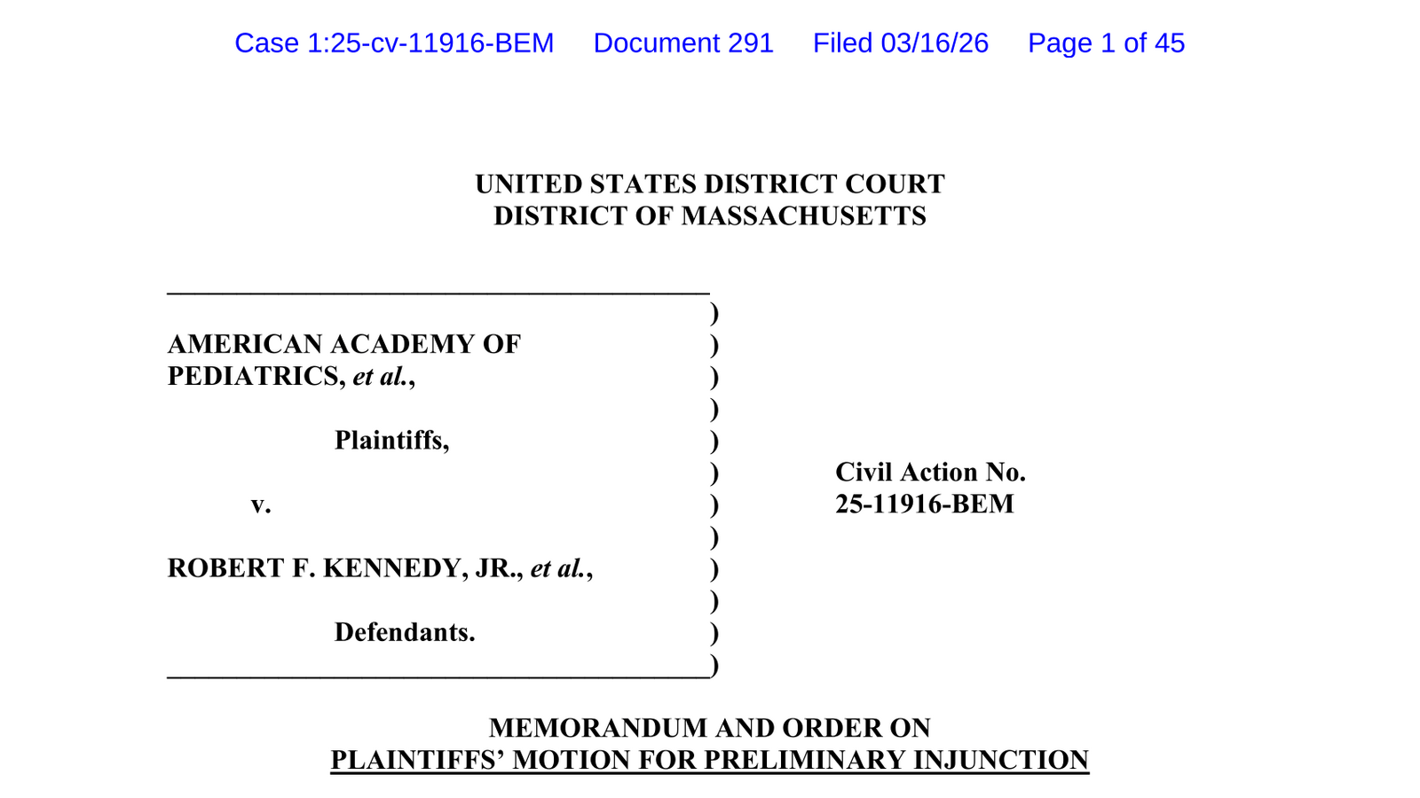 Legal Setback: U.S. Court Rejects RFK Jr.’s Vaccine Policies